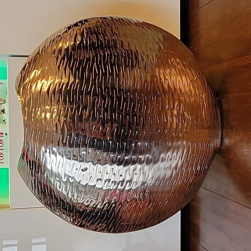 Contemporary Large Round Silver Metal Vase